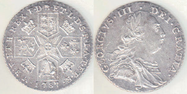 1787 Great Britain silver Shilling (Proclamation) A001699